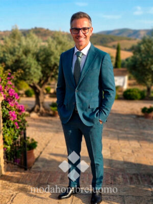 traje hombre patrón regular verde esmeralda eventos y trabajo