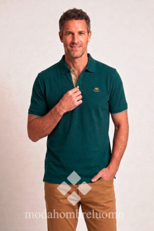 polo de hombre manga corta algodón básico la española verde petróleo