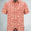 camisa de hombre estampada de manga corta tejido de viscosa fresco y cómodo