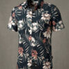 camisa de hombre estampada de manga corta tejido de viscosa fresco y cómodo