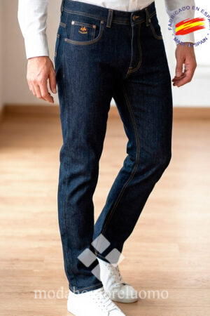 hombre viste pantalón vaquero elástico la española oscuro