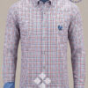 camisa de hombre en cuadro azul y marrón de la vespita