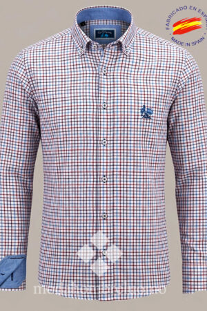 camisa de hombre en cuadro azul y marrón de la vespita
