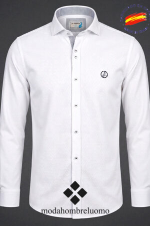 camisa blanca de hombre de la vespita en microdot de algodón