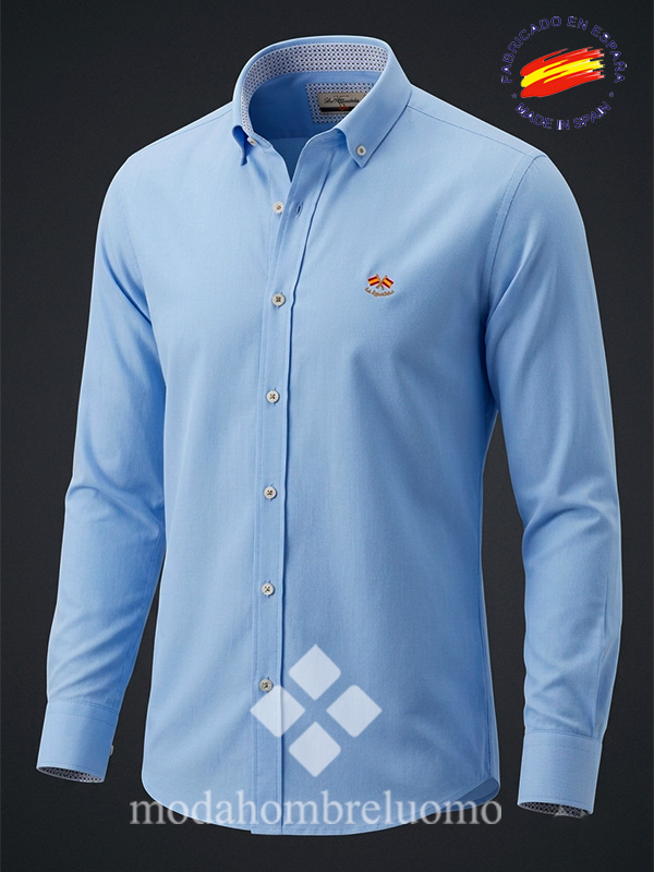 CAMISA-CELESTE-HOMBRE-ESPAÑOLA-2 camisa hombre filafil de la española en celeste