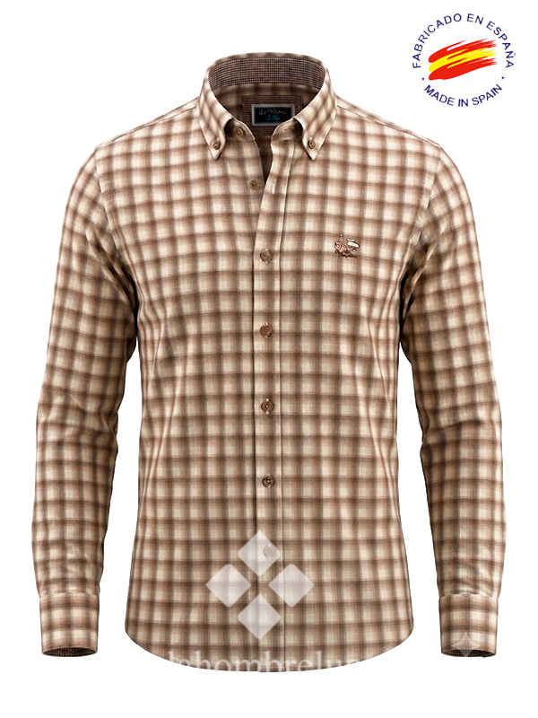 CAMISA-HOMBRE-CUADRO-MARRON-VESPITA-1 camisa hombre cuadro marrón la vespita