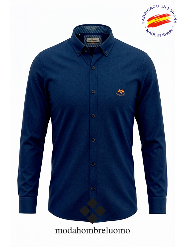 CAMISA-MARINO-HOMBRE-ESPAÑOLA-1 camisa de hombre azul marino de la española