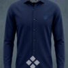 camisa hombre microdot azul marino de la vespita