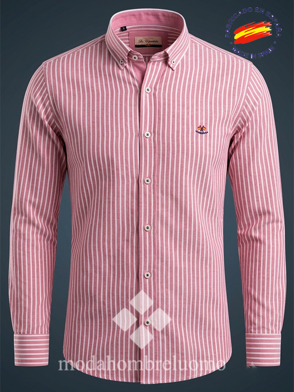 CAMISA-RAYAS-GRANATE-HOMBRE-ESPAÑOLA-3 camisa de hombre en oxford con rayas granate