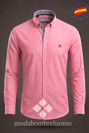camisa hombre en tejido filafil en rosa de la española