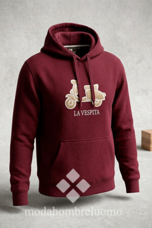 sudadera de hombre de algodón en granate de la vespita