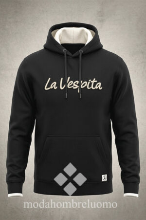sudadera algodón la vespita negra con capucha