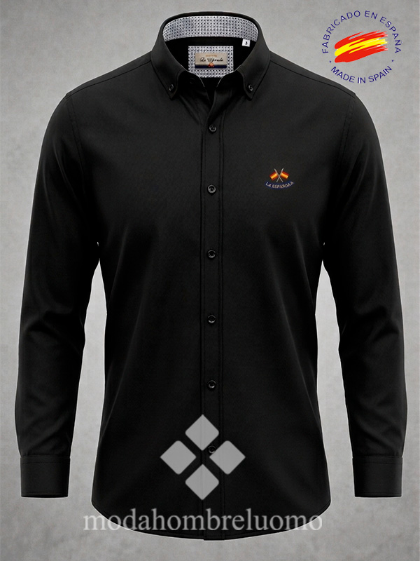 CAMISA-HOMBRE-FILAFIL-NEGRA-2 camisa de hombre de filafil negra de la española