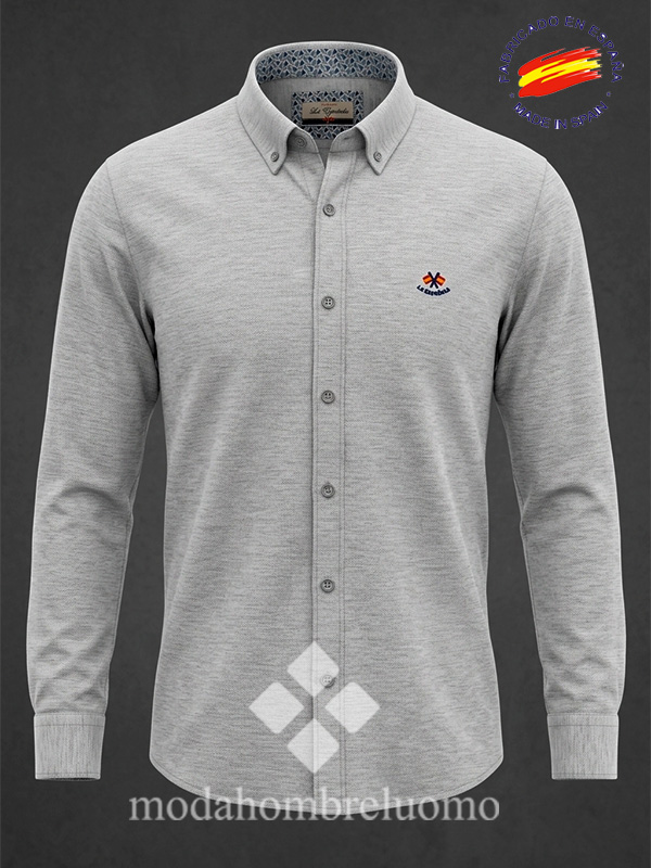 CAMISA-HOMBRE-VILLELA-GRIS-2 camisa de villela en color gris de la española