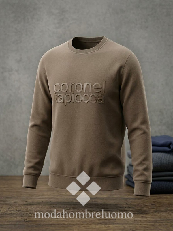 SUDADERA-TAPIOCCA-BEIGE-4 SUDADERA CON RELIEVE BEIGE CUELLO REDONDO CORONEL TAPIOCCA